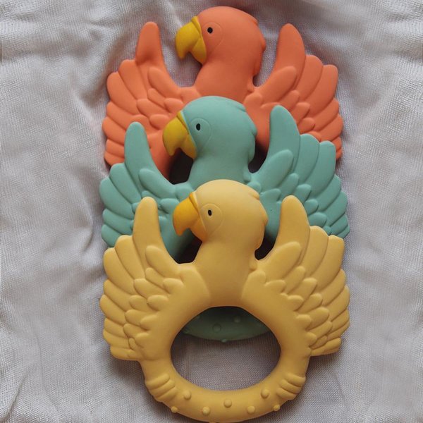 Natruba Beißringe aus Naturkautschuk "Papagei" Handmade